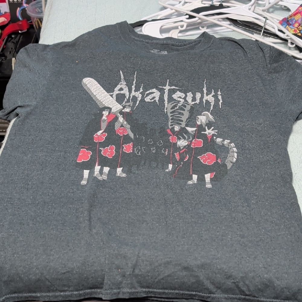 Ripple Junction Dark Gray Akatsuki Graphic Tee with Red Accents